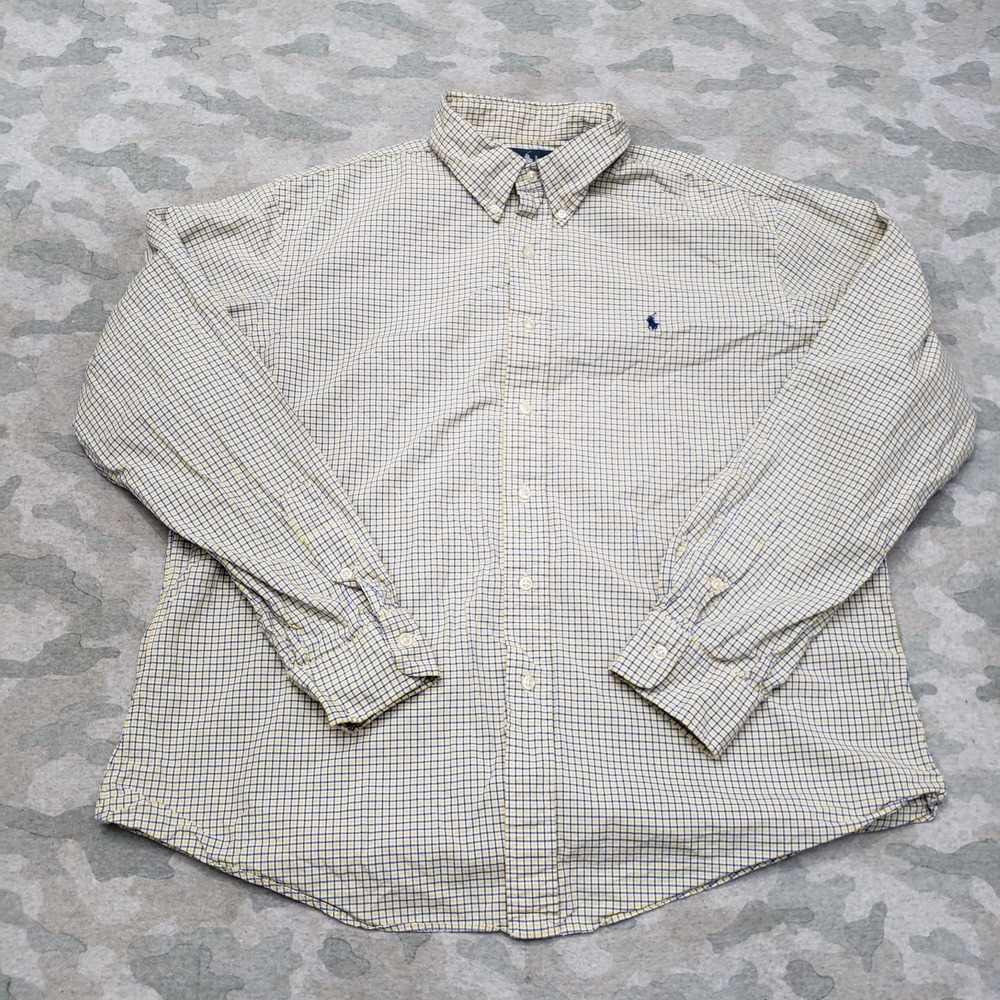 Ralph Lauren‎ Shirt Mens XL Yellow Long Sleeve Button-Up Check